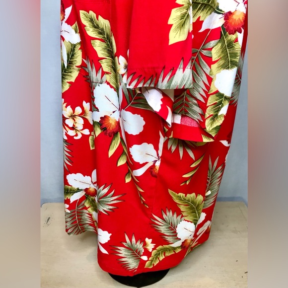 Vintage Two Palms Shirt Red Size 2XL Tiki Hawaiian Floral Palm Rayon Tropical - Picture 4 of 13